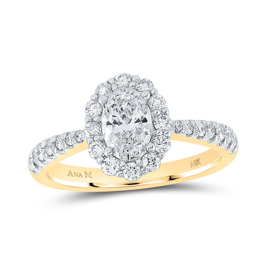 14kt Yellow Gold 1 1/4ctw Diamond Ana M 3/4ct-coval Engagement Single Halo