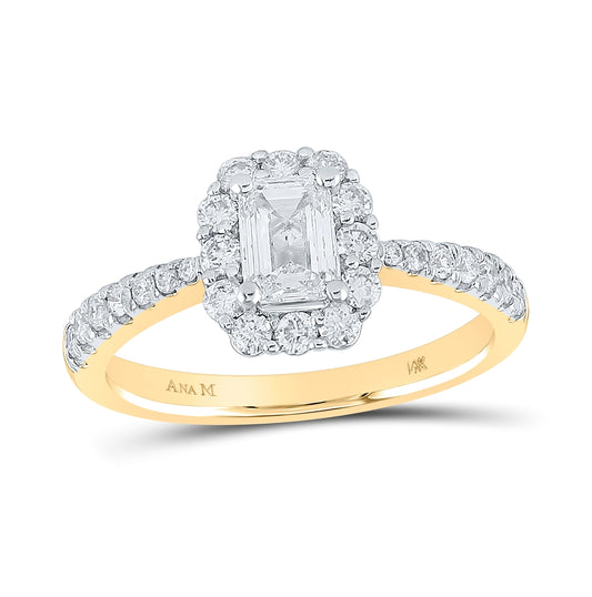 14K Yellow Gold Emerald Diamond Halo Bridal Wedding Engagement Ring 1-1/4 Cttw, Womens Size: 5-10