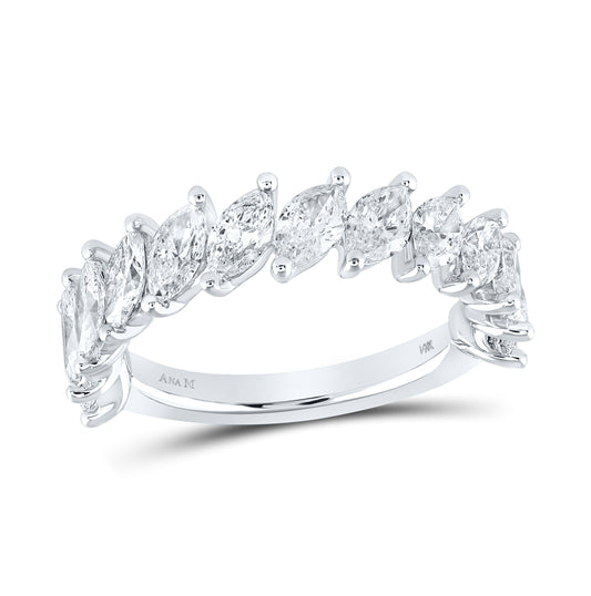 14K White Gold Womens Marquise Diamond Band Ring 2-1/2 Cttw, Womens Size: 5-10