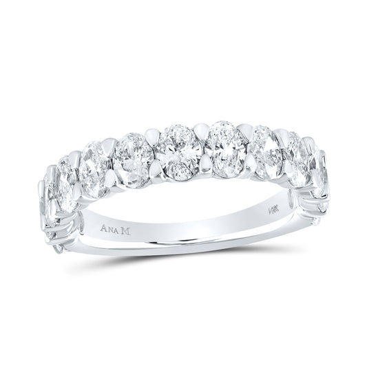 14K White Gold Womens Oval Diamond Single Row Band Ring 2-3/8 Cttw, Womens Size: 5-10