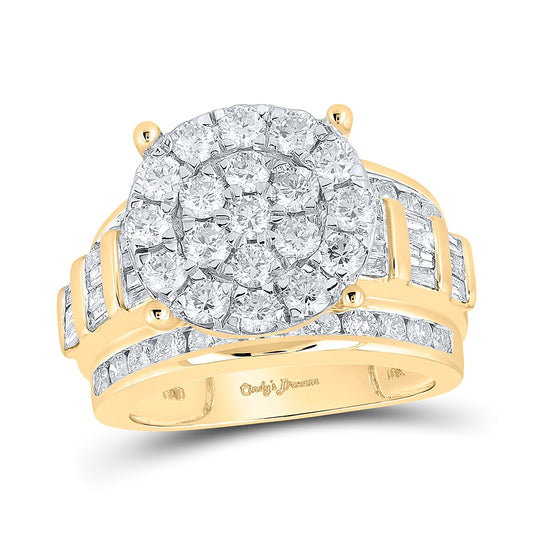 10K White Or Yellow Gold Round Diamond Cluster Bridal Wedding Engagement Ring , Womens Size: 5-10