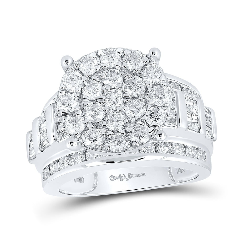 10K White Or Yellow Gold Round Diamond Cluster Bridal Wedding Engagement Ring , Womens Size: 5-10