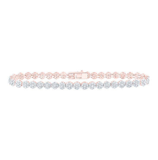 10K Rose Gold Womens Round Diamond Fashion Bracelet 3-1/5 Cttw