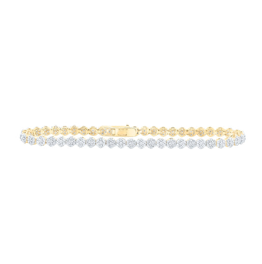 10K Yellow Or White Or Rose Gold Womens Round Diamond Fashion Bracelet