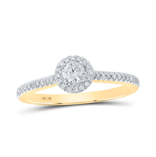 10K Yellow Or Rose Gold Round Diamond Halo Bridal Wedding Engagement Ring , Womens Size: 5-10