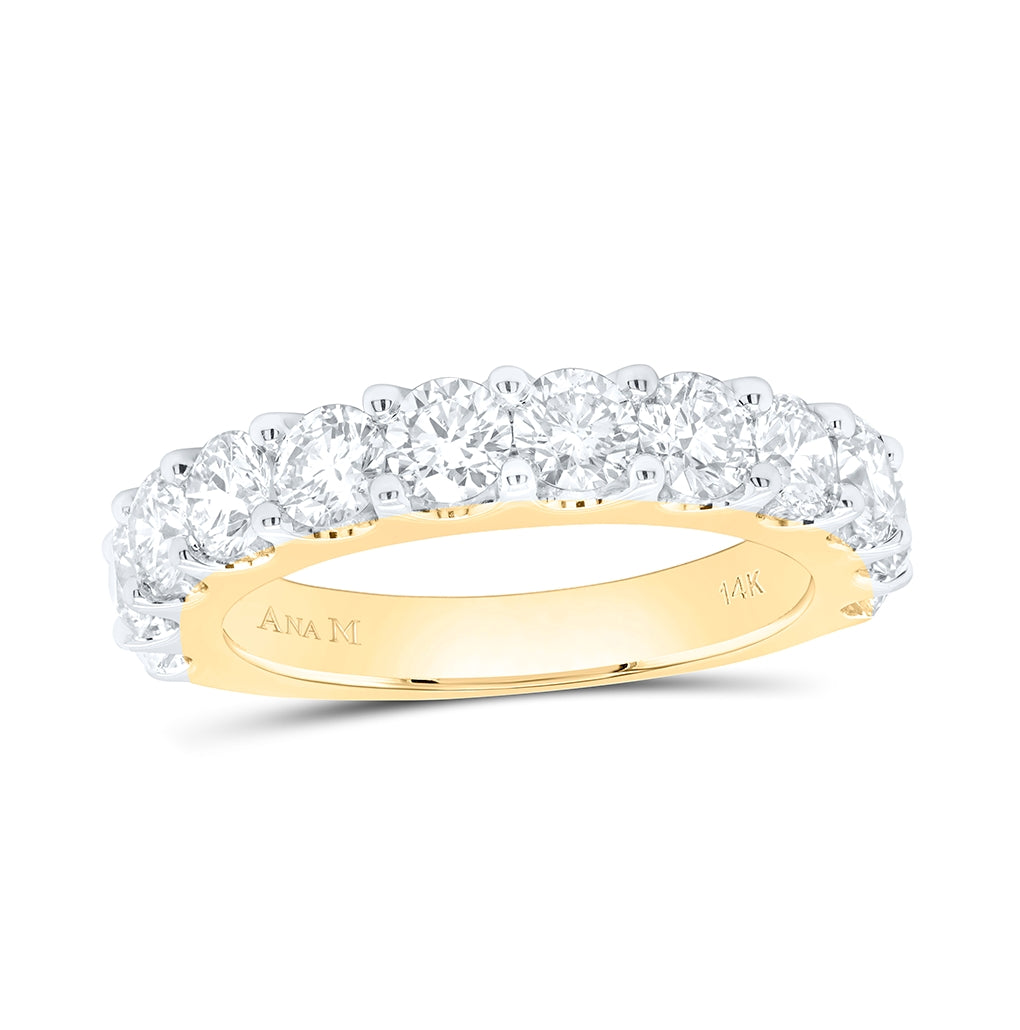 14K Yellow Gold Womens Round Diamond Band Ring 2 Cttw, Womens Size: 5-10