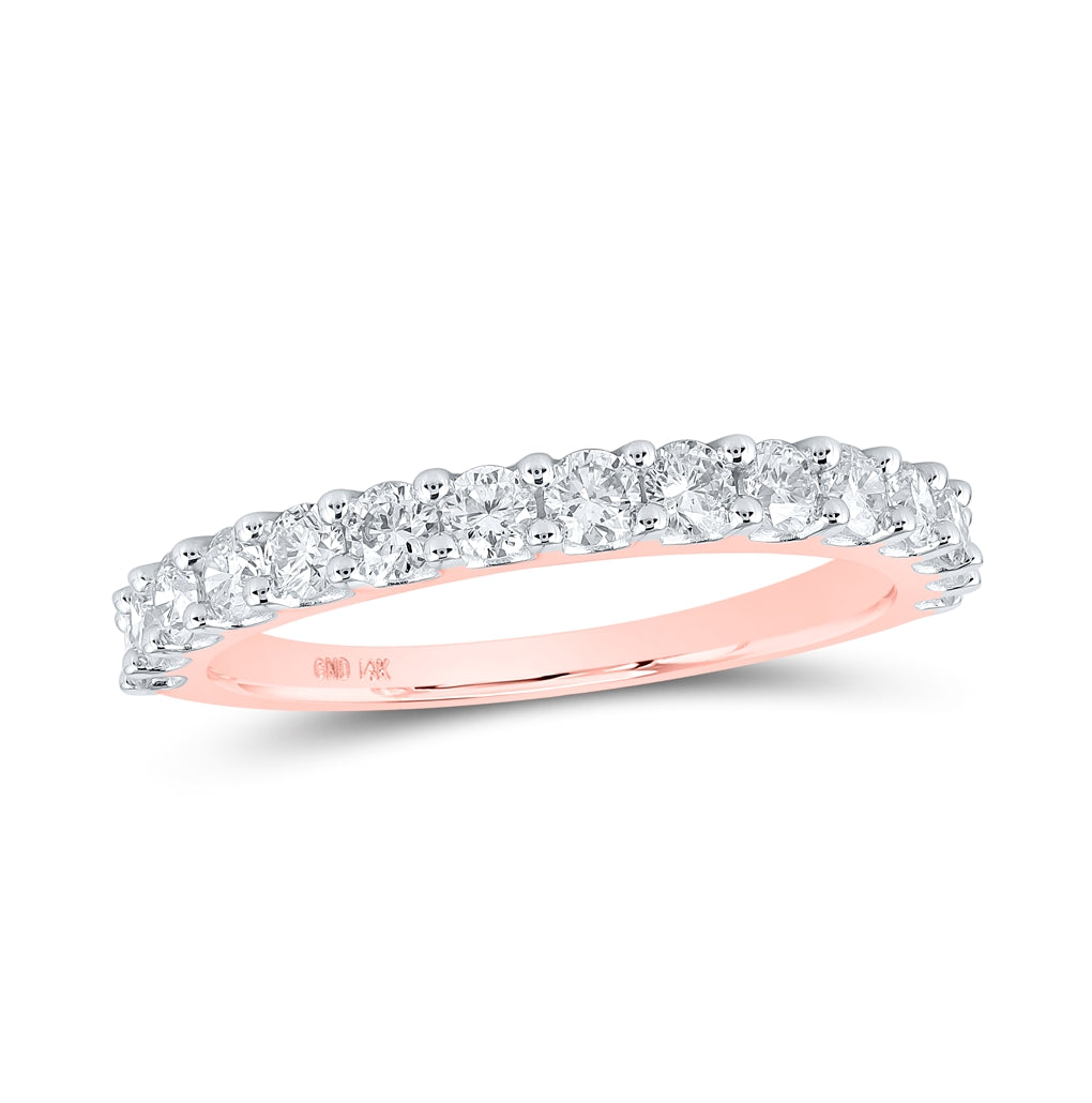 14K Rose Gold Womens Round Diamond Band Ring 7/8ctw, Womens Size: 5-10