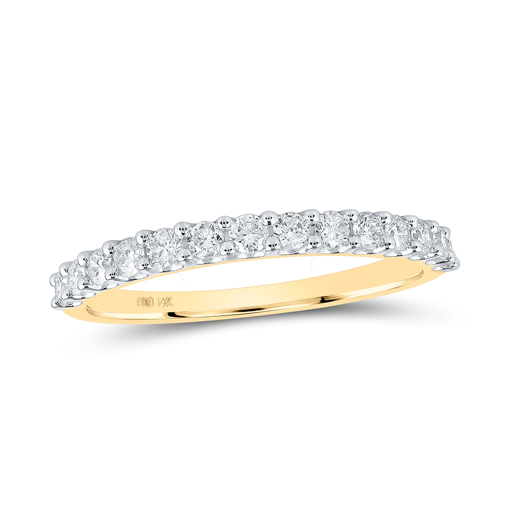 14K Yellow Gold Womens Round Diamond Single Row Band Ring 1/2ctw, Womens Size: 5-10