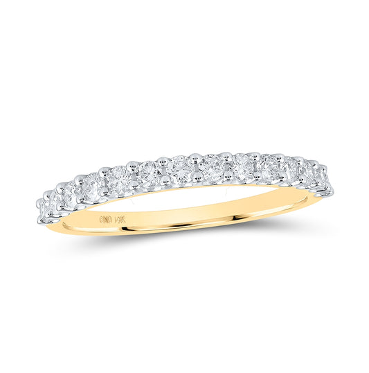 14K Yellow Gold Womens Round Diamond Single Row Band Ring 1/2ctw, Womens Size: 5-10