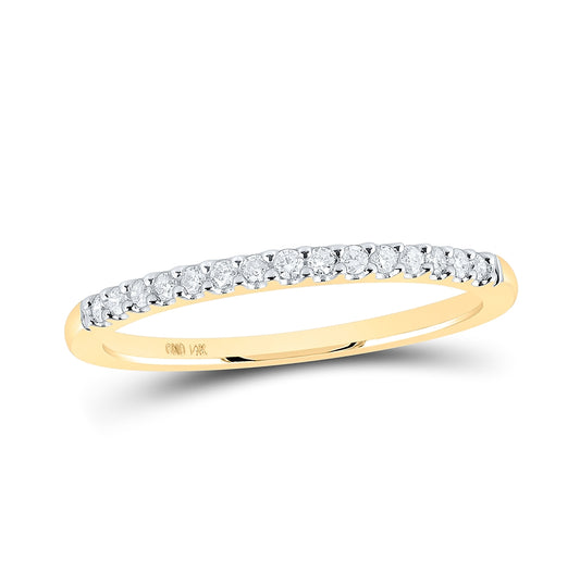 14K Yellow Gold Womens Round Diamond Single Row Band Ring 1/6 Cttw, Womens Size: 5-10