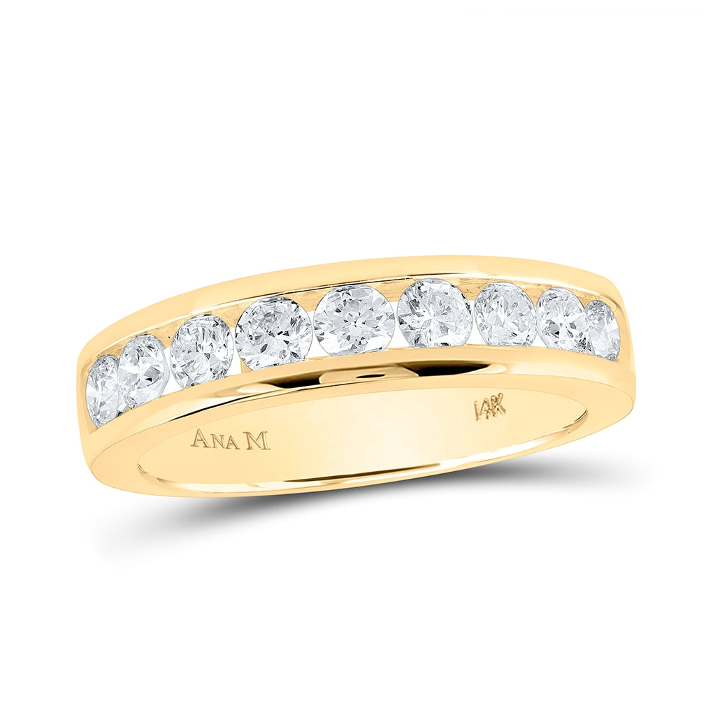 14K Yellow Gold Womens Round Diamond Single Row Band Ring 7/8 Cttw, Womens Size: 5-10