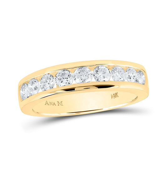14K Yellow Gold Womens Round Diamond Single Row Band Ring 7/8 Cttw, Womens Size: 5-10