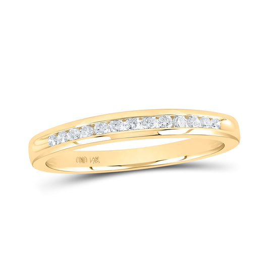 14K Rose Or Yellow Gold Womens Round Diamond Single Row Band Ring , Womens Size: 5-10