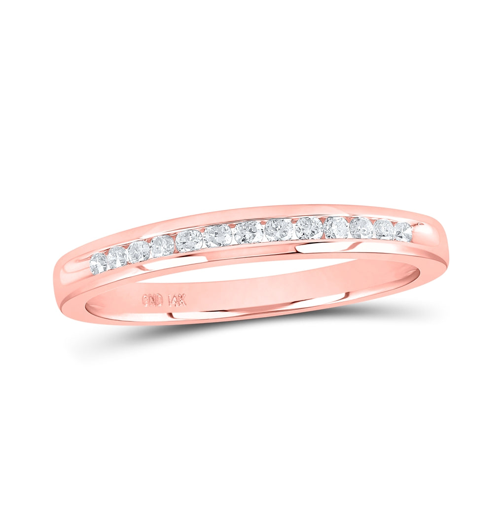 14K Rose Or Yellow Gold Womens Round Diamond Single Row Band Ring , Womens Size: 5-10
