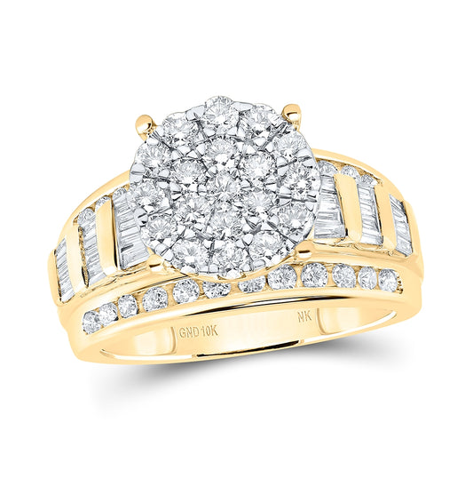 10K Yellow Or White Or Rose Gold Round Dia. Cluster Bridal Wedding Engagement Ring, Womens Size: 5-10