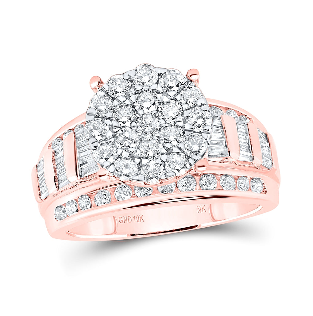 10K Yellow Or White Or Rose Gold Round Dia. Cluster Bridal Wedding Engagement Ring, Womens Size: 5-10
