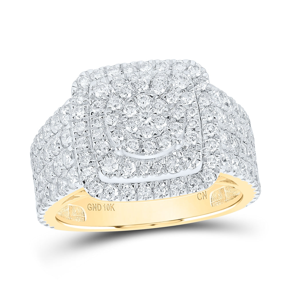 10K White Or Yellow Gold Womens Round Diamond Square Ring, Womens Size: 5-10