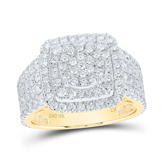 10K White Or Yellow Gold Womens Round Diamond Square Ring, Womens Size: 5-10