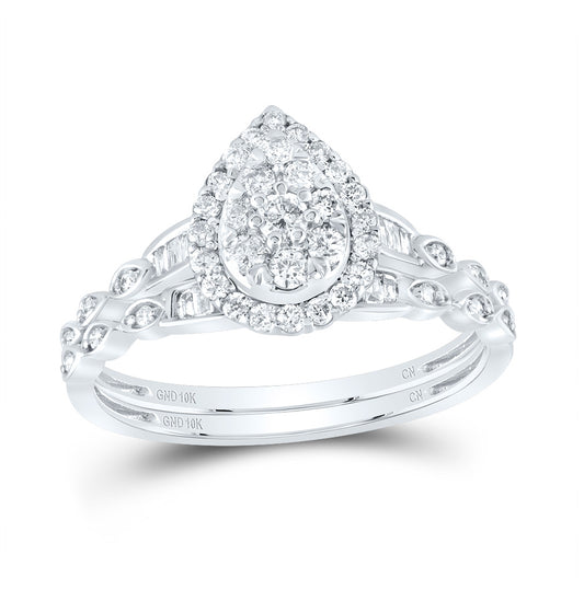 10kt White Gold 1/2ctw Diamond Cn Bridal Set