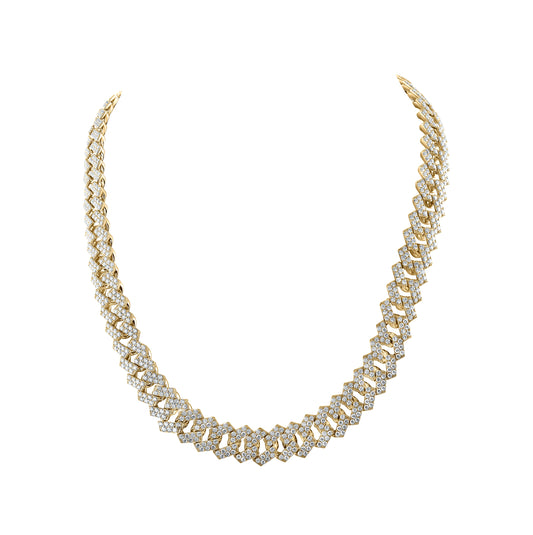 10kt Yellow Gold 34 3/4ctw Diamond Nk Straight Cuban Mens Chain (22 Inch)