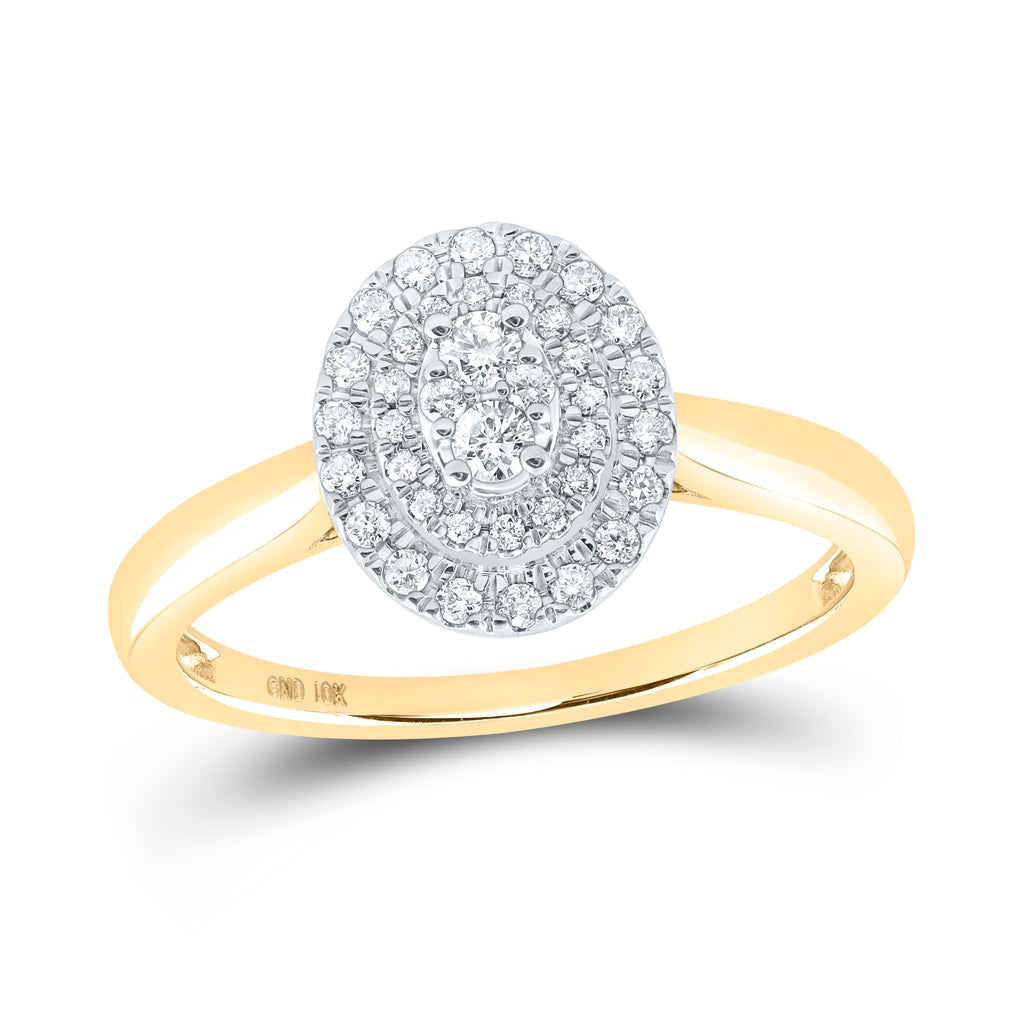 10K White Or Yellow Gold Womens Round Diamond Oval Ring , Womens Size: 5-10