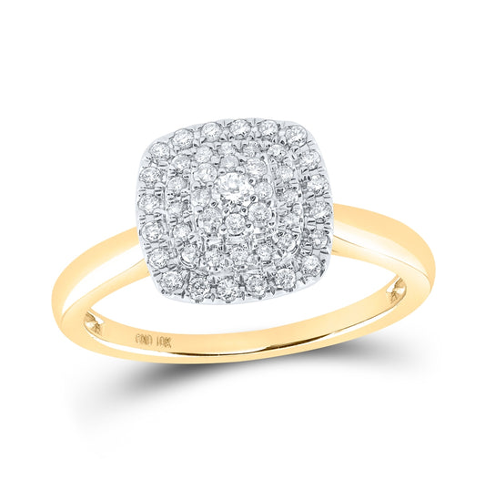 10K White Or Yellow Gold Womens Round Diamond Square Ring , Womens Size: 5-10
