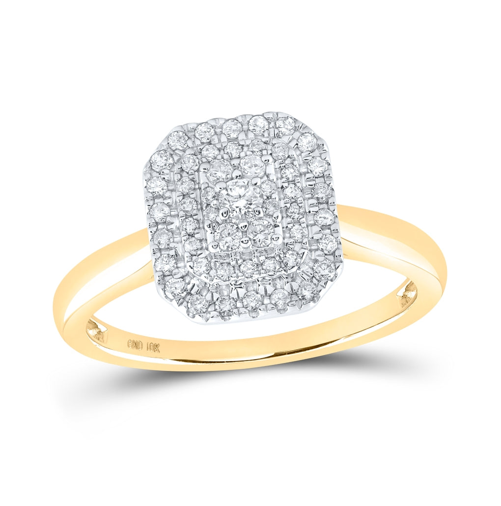 10K Yellow Gold Womens Round Diamond Fashion Ring 1/3 Cttw, Womens Size: 5-10