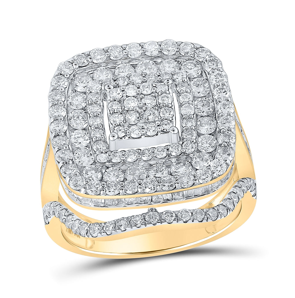 10K White Or Yellow Gold Womens Round Diamond Square Ring, Womens Size: 5-10