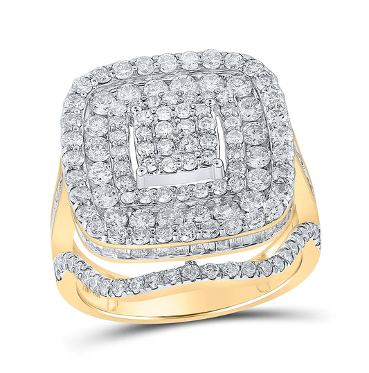 10K White Or Yellow Gold Womens Round Diamond Square Ring, Womens Size: 5-10