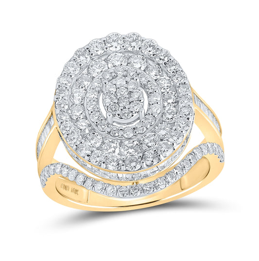 10K Yellow Or White Or Rose Gold Womens Round Diamond Oval Ring 2-3/8 Cttw, Womens Size: 5-10