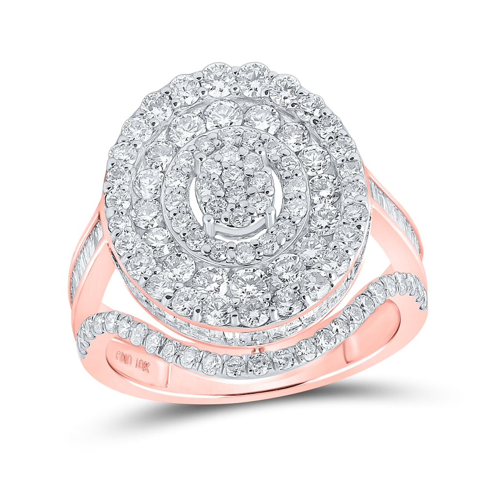 10K Yellow Or White Or Rose Gold Womens Round Diamond Oval Ring 2-3/8 Cttw, Womens Size: 5-10