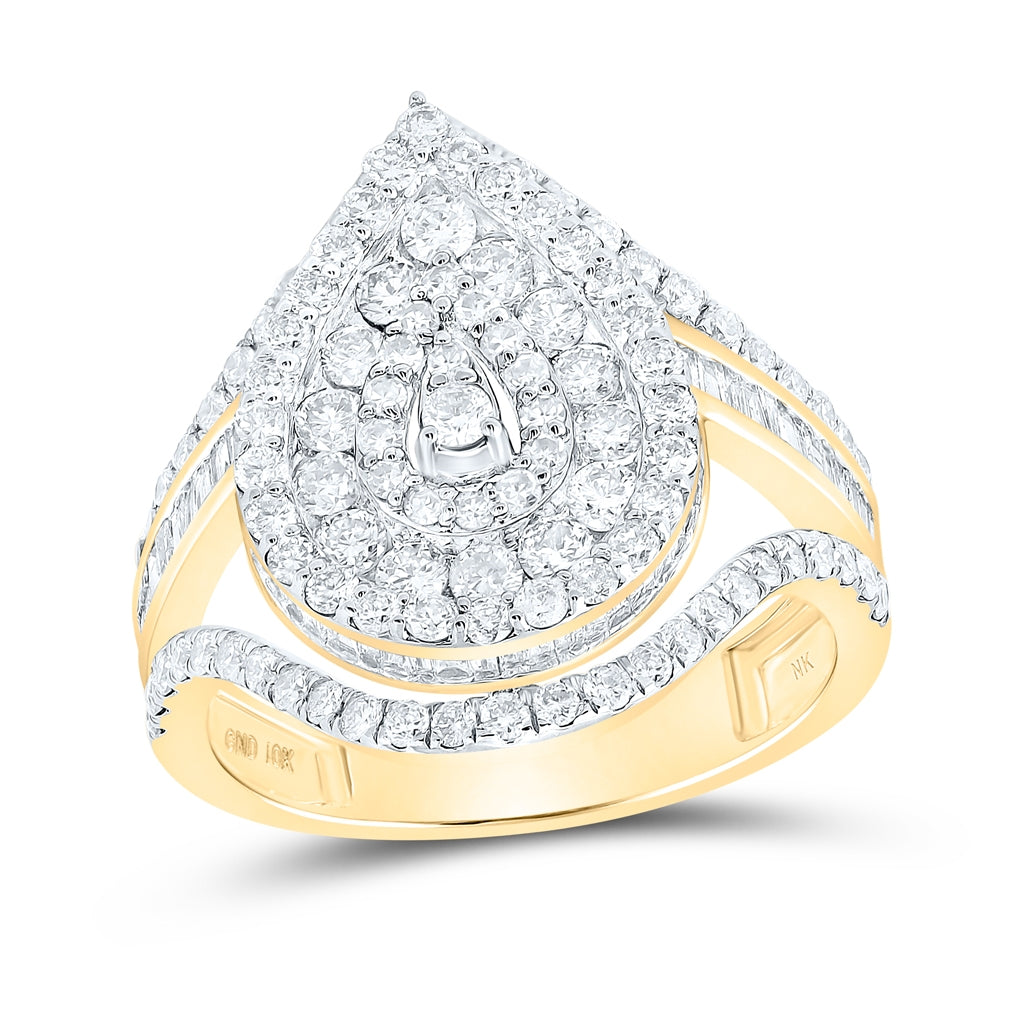 10K Yellow Or Rose Gold Womens Round Diamond Teardrop Ring, Womens Size: 5-10