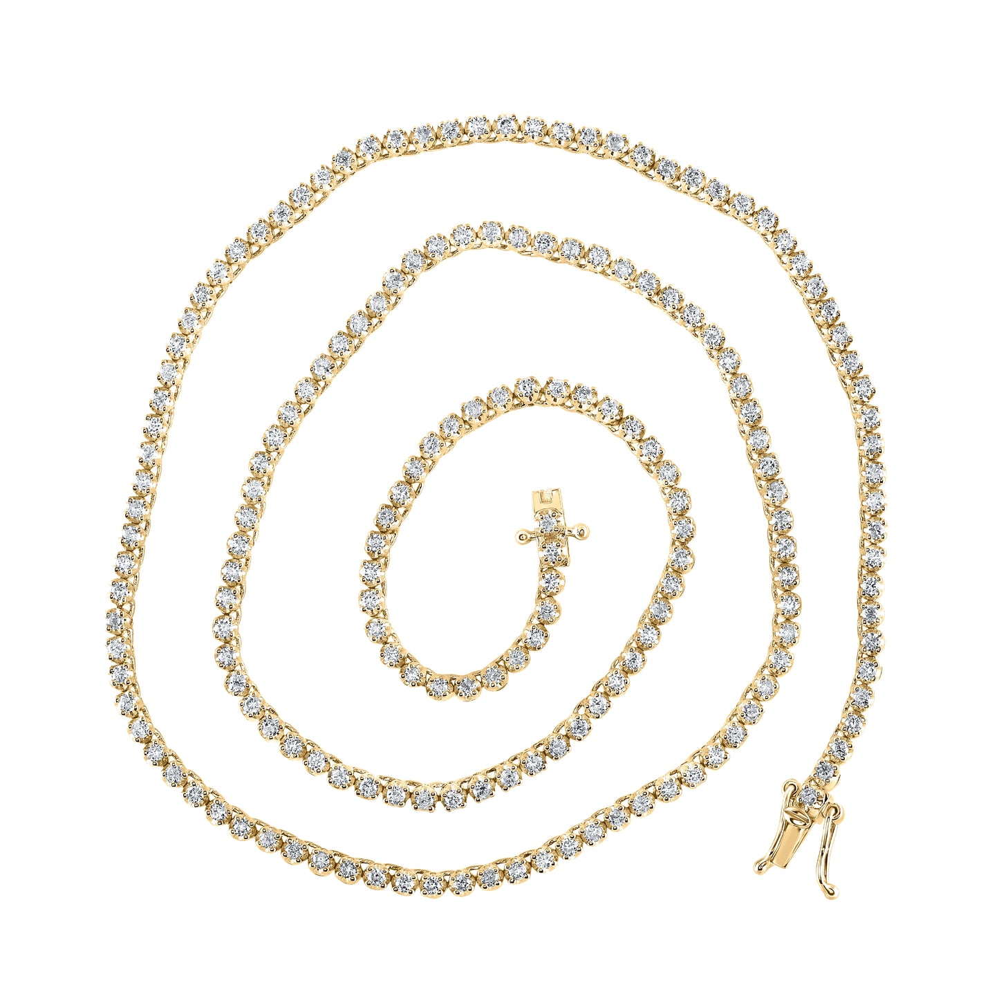 14K Yellow Or White Gold Mens Round Diamond 18-inch Tennis Chain Necklace 3-1/4 Cttw, Length: 18 In