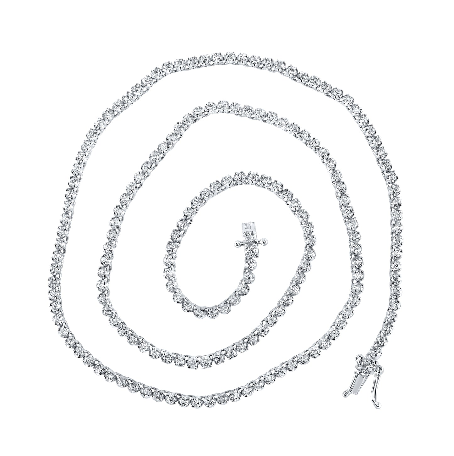 14K Yellow Or White Gold Mens Round Diamond 18-inch Tennis Chain Necklace 3-1/4 Cttw, Length: 18 In