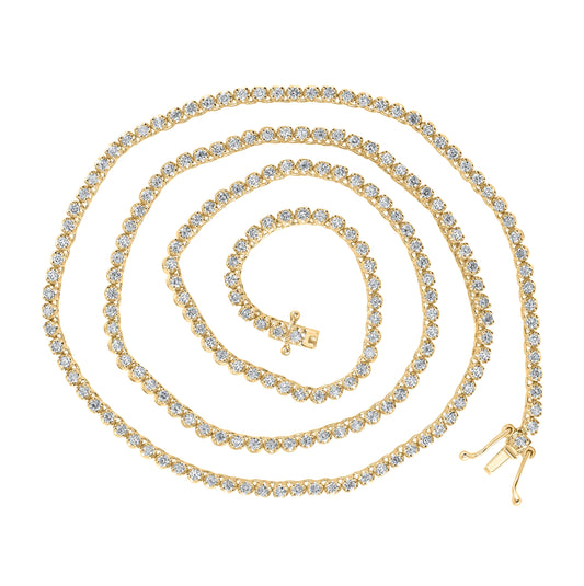 14K Yellow Or White Gold Mens Round Diamond 20-inch Tennis Chain Necklace 3-5/8 Cttw, Length: 20 In