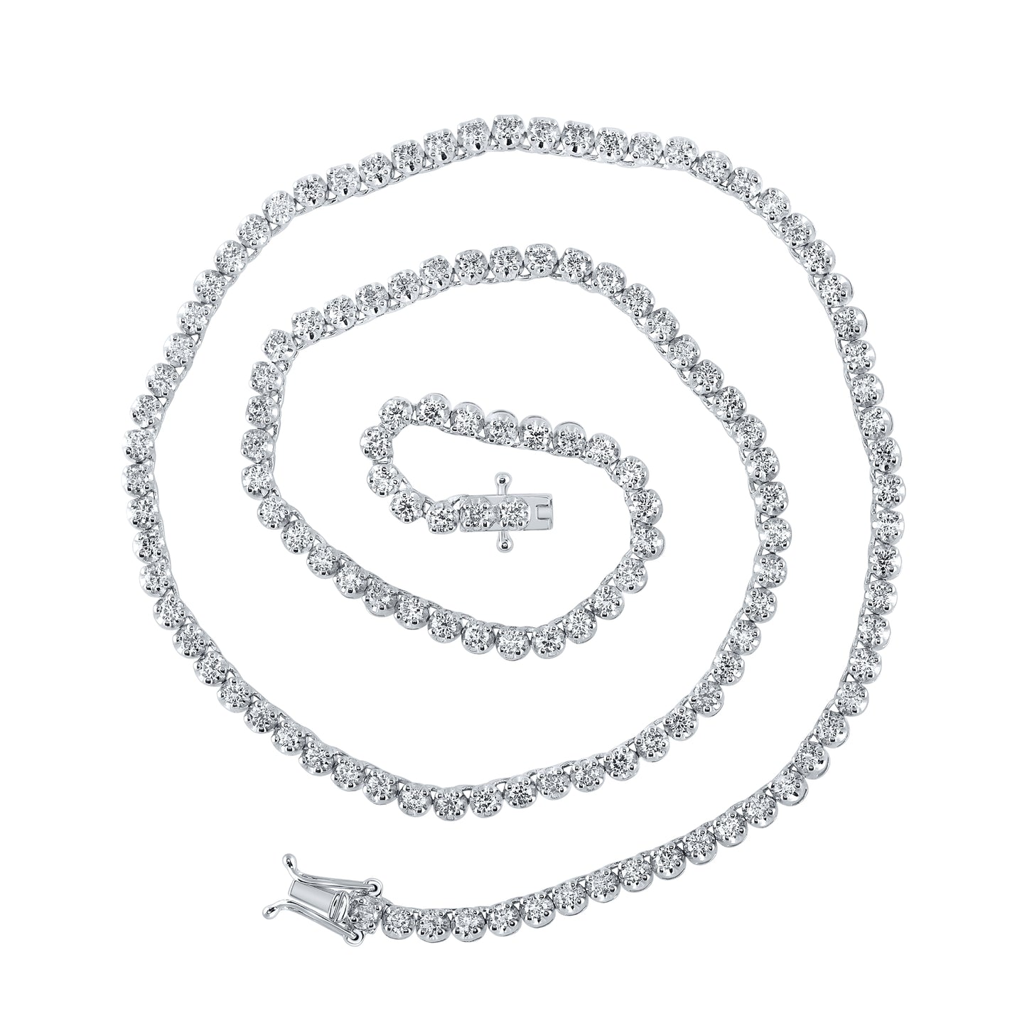10K Yellow Or White Or Rose Gold Mens Round Diamond 16-inch Tennis Chain Necklace
