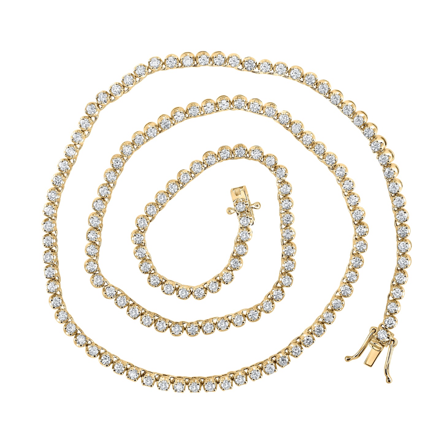10K White Or Yellow Gold Mens Round Diamond Tennis Chain Necklace