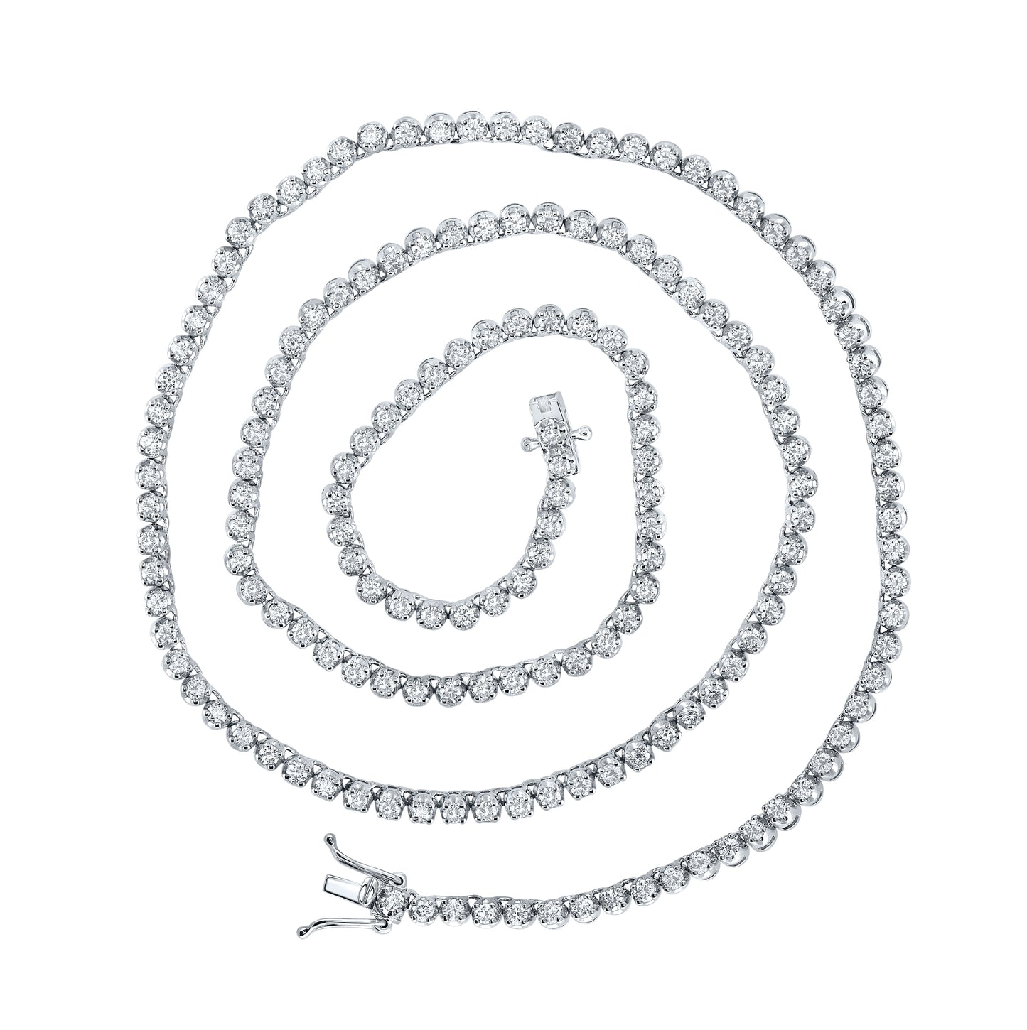 14K Yellow Or White Gold Mens Round Diamond Tennis Chain Necklace