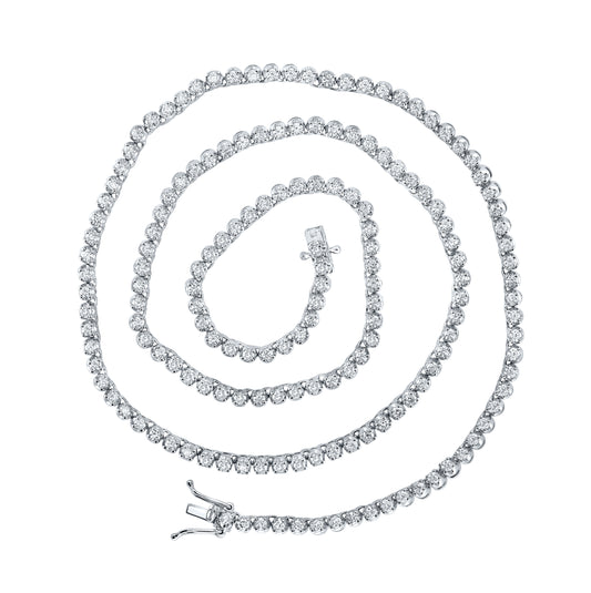 14K Yellow Or White Gold Mens Round Diamond Tennis Chain Necklace