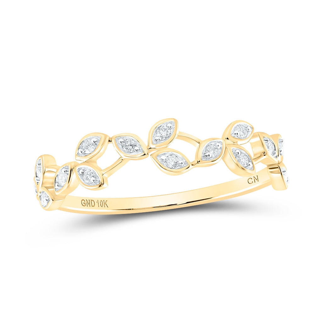 10K Yellow Or Rose Gold Womens Round Diamond Vine Stackable Band Ring , Womens Size: 5-10