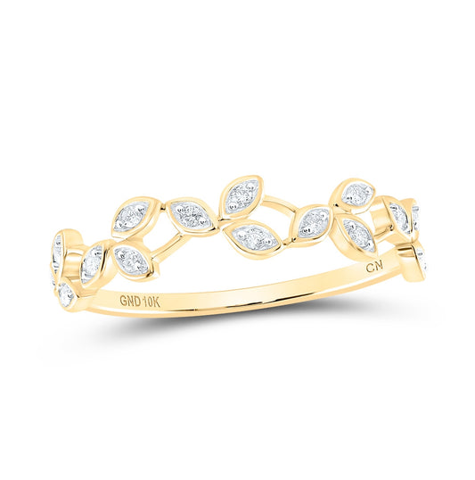 10K Yellow Or Rose Gold Womens Round Diamond Vine Stackable Band Ring , Womens Size: 5-10
