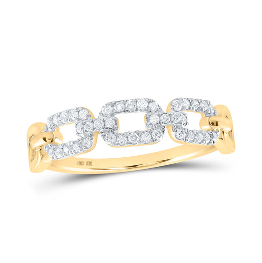 10K Yellow Or White Or Rose Gold Womens Round Diamond Link Stackable Band Ring , Womens Size: 5-10