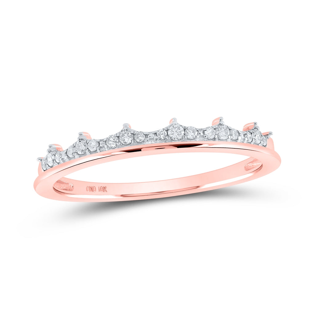 10K Yellow Or White Or Rose Gold Womens Round Diamond Stackable Band Ring , Womens Size: 5-10