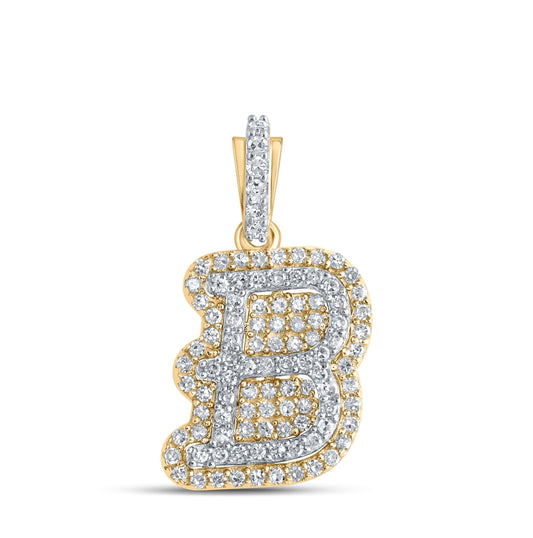 10K Yellow Or Rose Gold Womens Round Diamond B Initial Letter Pendant