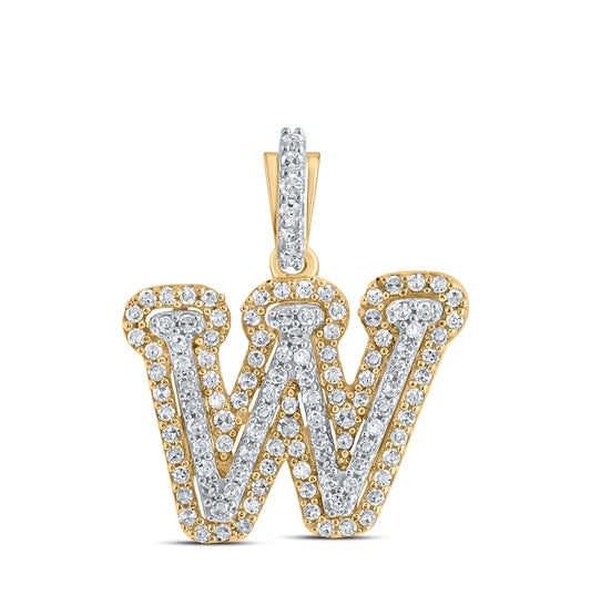 10K Yellow Gold Womens Round Diamond W Initial Letter Pendant 1/3 Cttw, Length: 0.73 In, Width: 0.41 In
