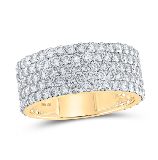10K Yellow Or White Or Rose Gold Mens Round Diamond 5-Row Pave Band Ring, Mens Size: 7-13