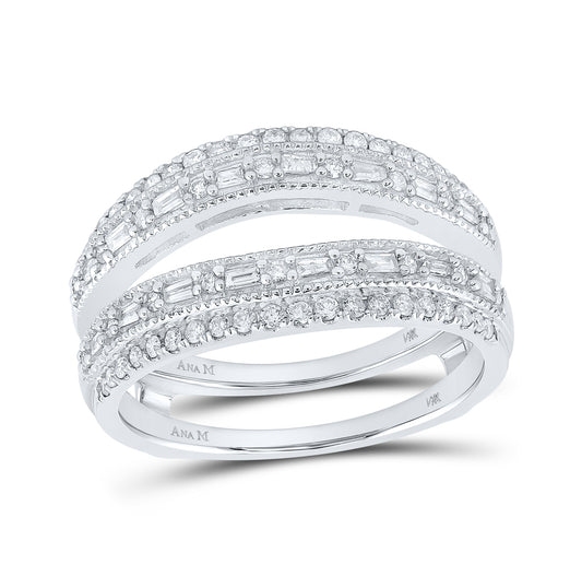 14K White Gold Womens Baguette Diamond Wrap Enhancer Wedding Band 1/2 Cttw, Womens Size: 5-10
