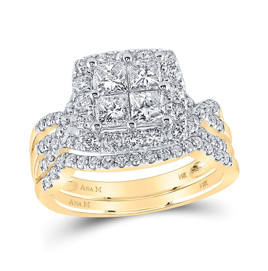 14kt Yellow Gold 1 7/8 Ctw Diamond Ana M Tessera Invisible Bridal Set