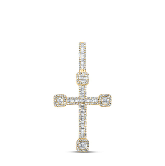 10kt Yellow Gold 7/8ctw Diamond Nk Mens Urn Cross Charm