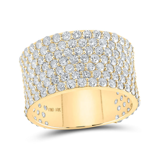 10K Yellow Gold Mens Round Diamond Pave Band Ring 5-5/8 Cttw, Mens Size: 7-13